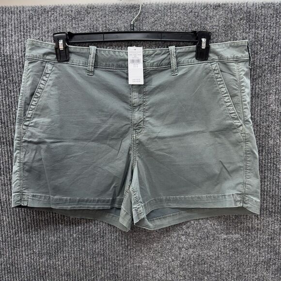 American Eagle Midi Shorts Womens 18 Green Low Rise Super Stretch Twill NEW - Picture 2 of 10